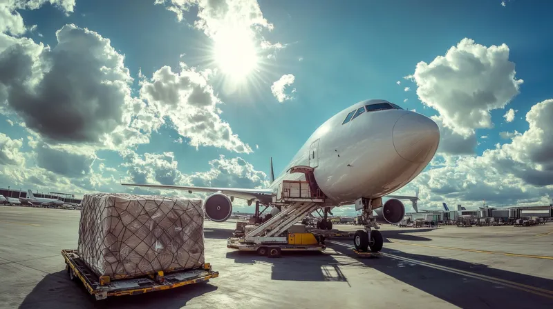 Air freight — aircraft loading international cargo for express delivery