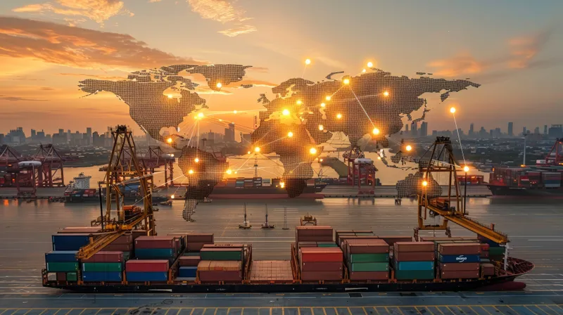 LCL consolidation — shared container freight at a global logistics hub